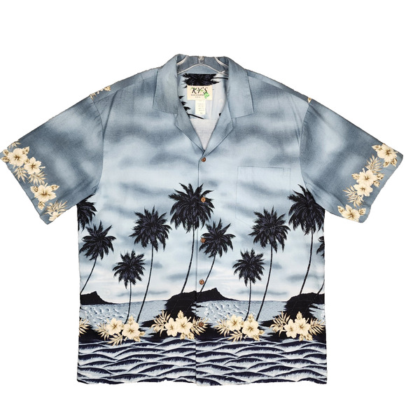 Ky's Hawaiian Men's Camp Shirt Short Sleeve Button Up Tropical XL Made in Hawaii - Picture 1 of 11